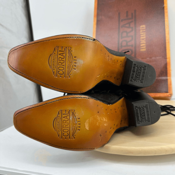 Corral Womens 7 Embroidery Crystals Lamb Fringe Tall Boots C4078 Cowgirl Western - Picture 7 of 16